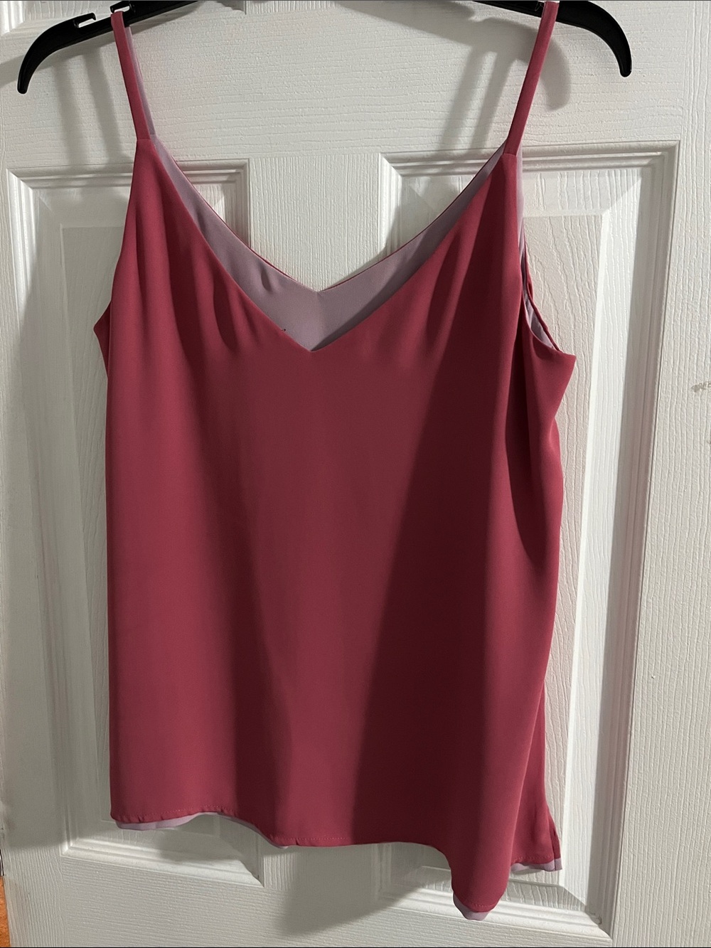 Reversible V-Neck Spaghetti Strap Tank Top - Rose Pink
